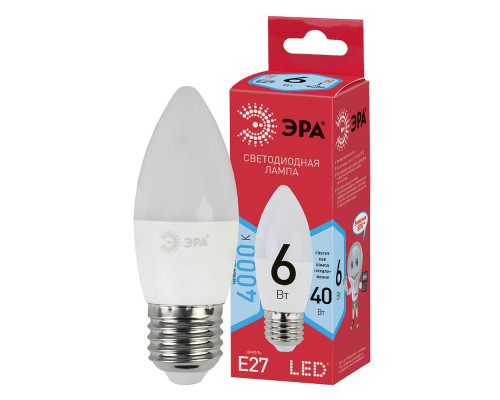 Лампа светодиодная ЭРА E27 6W 4000K матовая ECO LED B35-6W-840-E27 Б0020621