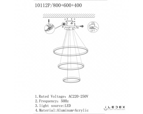 Подвесной светодиодный светильник iLedex Axis 10112P/3-63W-3000K (8/6/4) BR Подвесной светодиодный светильник iLedex Axis 10112P/3-63W-3000K (8/6/4) BR
