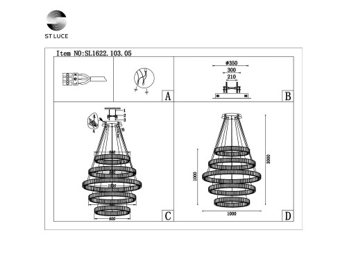 Подвесная светодиодная люстра ST Luce Tivoli SL1622.103.05 Подвесная светодиодная люстра ST Luce Tivoli SL1622.103.05