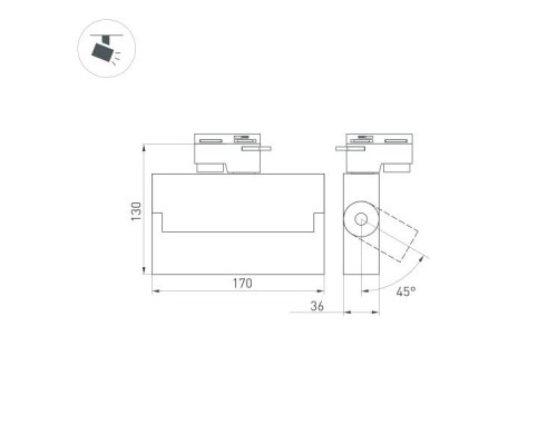 Трековый светодиодный светильник Arlight LGD-Loft-Track-2TR-S170-10W Day4000 036470 Трековый светодиодный светильник Arlight LGD-Loft-Track-2TR-S170-10W Day4000 036470