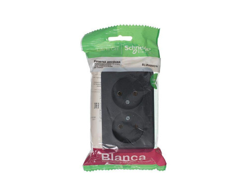 Розетка двойная 2К Systeme Electric Blanca 16A 250V антрацит BLNRA000216 Розетка двойная 2К Systeme Electric Blanca 16A 250V антрацит BLNRA000216
