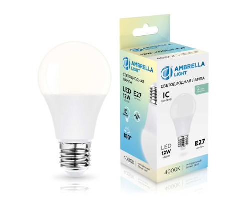Лампа светодиодная Лон A60 12W 4000K Ambrella light Bulding 601204