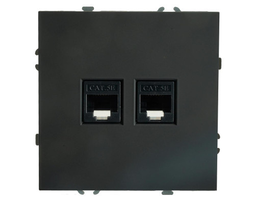 Розетка компьютерная 2-местная RJ-45 (механизм), STEKKER, серия Эмили, RST00-5111-05, черный уголь, soft touch 49848 Розетка компьютерная 2-местная RJ-45 (механизм), STEKKER, серия Эмили, RST00-5111-05, черный уголь, soft touch 49848