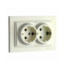 Розетка 2К+З двойная Mono Electric Despina 16A 250V винтовое подключение крем 102-170004-120