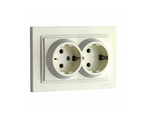 Розетка 2К+З двойная Mono Electric Despina 16A 250V винтовое подключение крем 102-170004-120 Розетка 2К+З двойная Mono Electric Despina 16A 250V винтовое подключение крем 102-170004-120