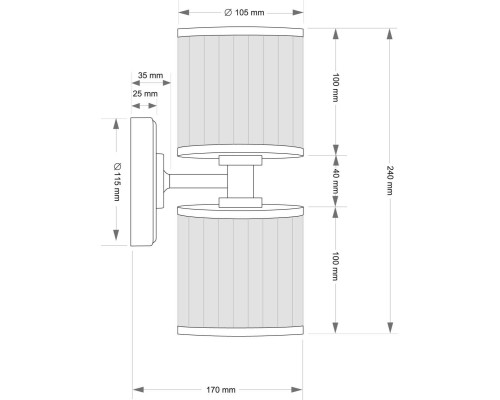 Настенный светильник KUTEK ERBA ERB-K-2(Z/1)BB