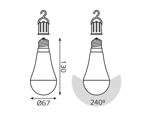 Лампа светодиодная аккумуляторная Gauss E27 10W 3000K матовая 102402100