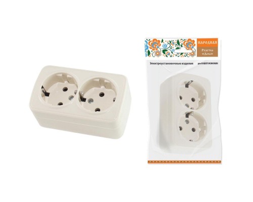 Розетка двойная 2P+PE TDM Electric Дача слоновая кость SQ1824-0023 Розетка двойная 2P+PE TDM Electric Дача слоновая кость SQ1824-0023
