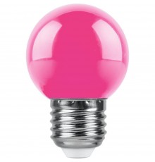 Лампа светодиодная Feron E27 1W RGB розовый LB-37 38123