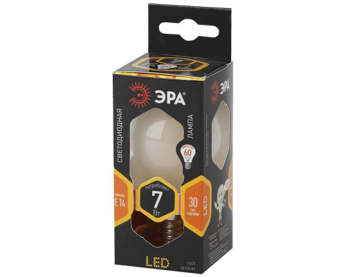 Лампа светодиодная филаментная ЭРА E14 7W 2700K матовая F-LED P45-7W-827-E14 frost Б0027956 Лампа светодиодная филаментная ЭРА E14 7W 2700K матовая F-LED P45-7W-827-E14 frost Б0027956