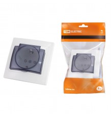 Розетка 2P+PE TDM Electric Таймыр со шторками крышкой белая SQ1814-0019