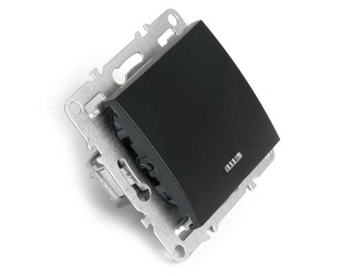 Выключатель одноклавишный Stekker Эрна с подсветкой черный PSW10-9101-03 49146