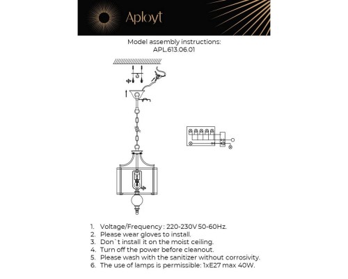 Подвесной светильник Aployt Korin APL.613.06.01