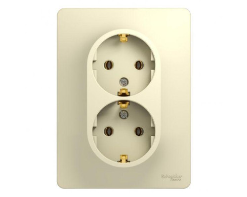 Розетка двойная 2К+З Systeme Electric Glossa 16A 250V бежевая GSL000224 Розетка двойная 2К+З Systeme Electric Glossa 16A 250V бежевая GSL000224