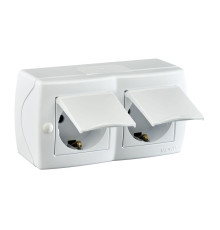 Розетка 2К+З двойная Mono Electric Octans IP20 16A 250V с крышкой винтовое подключение белый 104-010101-184