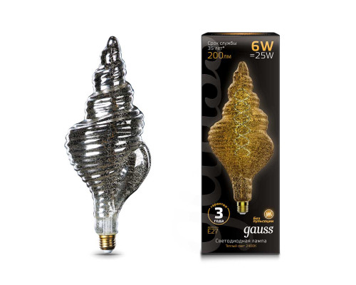 Лампа светодиодная филаментная Gauss E27 6W 2400K серая 166802008 Лампа светодиодная филаментная Gauss E27 6W 2400K серая 166802008