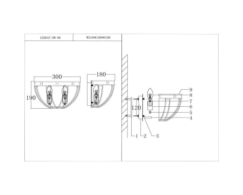 Настенный светильник Lumien Hall Новара LH3047/2W-NK