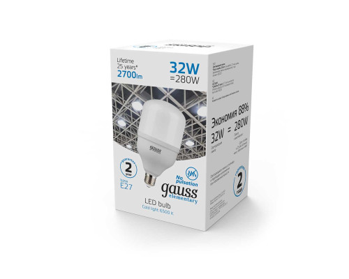 Лампа светодиодная Gauss E27 32W 4000K матовая 63233