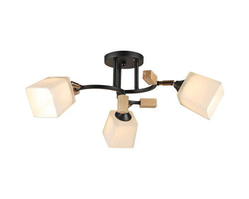 Потолочная люстра Reluce 04866-0.3-03 BK+WOOD Потолочная люстра Reluce 04866-0.3-03 BK+WOOD