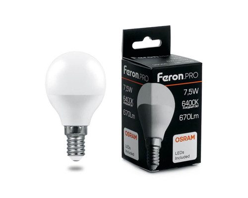 Лампа светодиодная Feron E14 7,5W 6400K матовая LB-1407 38073 Лампа светодиодная Feron E14 7,5W 6400K матовая LB-1407 38073
