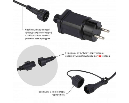 Уличная светодиодная гирлянда ЭРА Белт Лайт 220V динамический RGB ERABL-MK52 Б0047956 Уличная светодиодная гирлянда ЭРА Белт Лайт 220V динамический RGB ERABL-MK52 Б0047956