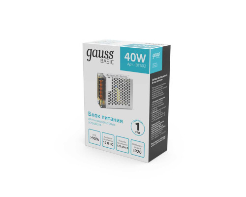 Блок питания Gauss 40W 12V IP20 BT502