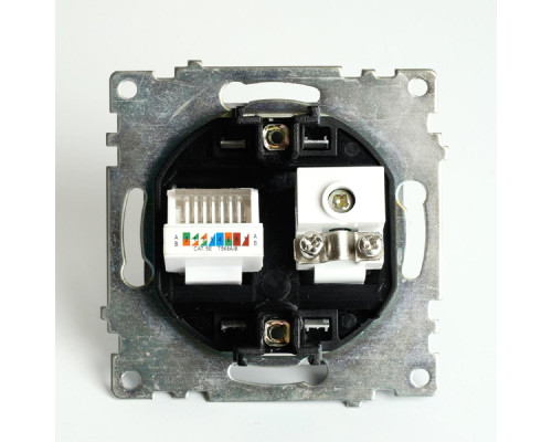 Розетка телевизионная TV + компьютерная RJ-45 Stekker Катрин GLS00-7106-05 черная 49182 Розетка телевизионная TV + компьютерная RJ-45 Stekker Катрин GLS00-7106-05 черная 49182