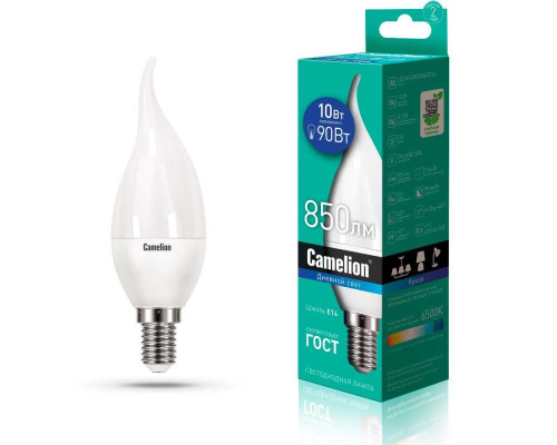 Лампа светодиодная Camelion E14 10W 6500K LED10-CW35/865/E14 14405 Лампа светодиодная Camelion E14 10W 6500K LED10-CW35/865/E14 14405