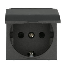 Розетка LK Studio с з/к, шторками и крышкой (черный бархат) LK45 851508-1