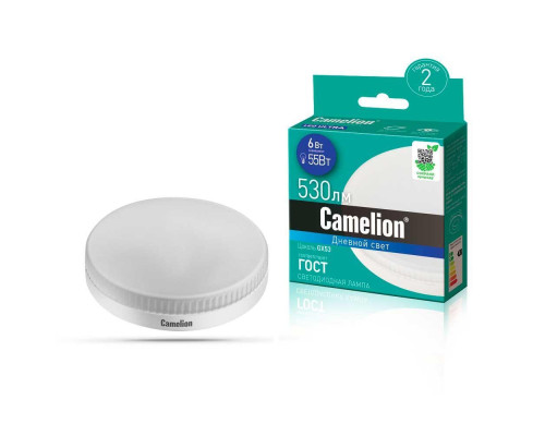 Лампа светодиодная Camelion GX53 6W 6500K LED6-GX53/865/GX53 13617 Лампа светодиодная Camelion GX53 6W 6500K LED6-GX53/865/GX53 13617