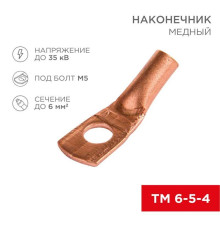 Наконечник медный ТМ 6-5-4 (6мм? - ?5мм) (в упак 100шт), REXANT 07-5305-3
