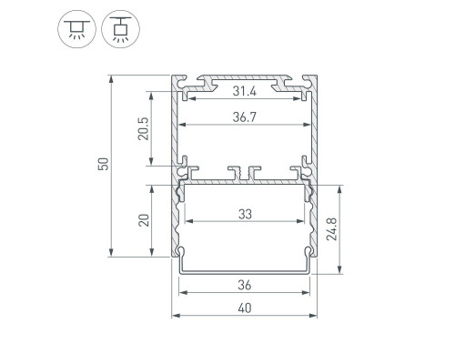 Профиль Arlight SL-Line-4050-3L-2000 Anod Black 044670