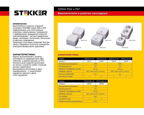 Выключатель одноклавишный Feron Stekker Basic PSW104120 39031