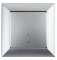 Выключатель одноклавишный ЭРА Intro Solo 10A 250V с подсветкой серебро 4-102-03 Б0043272