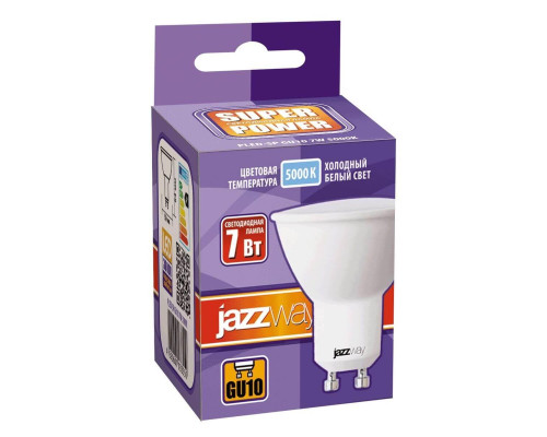 Лампа светодиодная Jazzway GU10 7W 5000K матовая 1033574 Лампа светодиодная Jazzway GU10 7W 5000K матовая 1033574