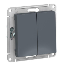 Переключатель двухклавишный проходной Systeme Electric AtlasDesign 10A 250V грифель ATN000765