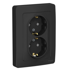 Розетка двойная 2К+З Systeme Electric Blanca 16A 250V со шторками антрацит BLNRS001126