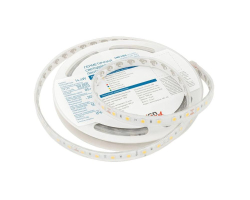 Светодиодная влагозащищенная лента DesignLed 14,4W/m 60LED/m 5050SMD нейтральный белый 5M 002378 Светодиодная влагозащищенная лента DesignLed 14,4W/m 60LED/m 5050SMD нейтральный белый 5M 002378