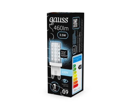 Лампа светодиодная Gauss G9 3,5W 4100К прозрачная 107009205