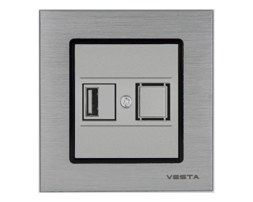 Розетка USB Vesta-Electric Exclusive Silver Metallic серебро FRZ00050501STA Розетка USB Vesta-Electric Exclusive Silver Metallic серебро FRZ00050501STA