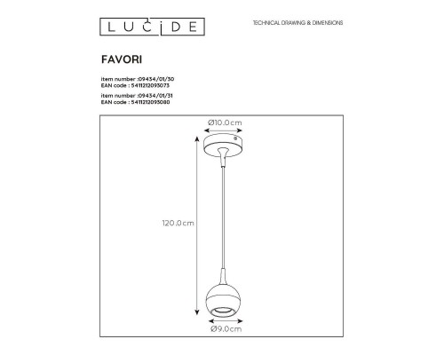 Подвесной светильник Lucide Favori 09434/01/31