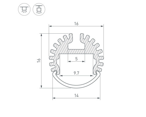 Встраиваемый профиль ARH-ROUND-D16-2000 ANOD 039217