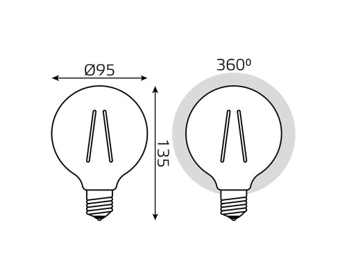 Лампа светодиодная филаментная Gauss E27 8W 2400K золотая 105802008