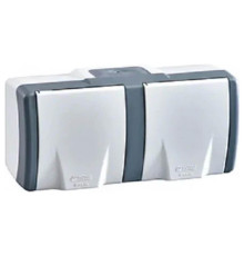 Розетка двойная Mono Electric Octans IP54 бело-серый 154-020006-121