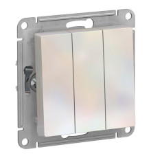 Выключатель трехклавишный Systeme Electric AtlasDesign 10A 250V жемчужный ATN000431