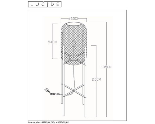 Торшер Lucide Mesh 45785/01/02 Торшер Lucide Mesh 45785/01/02
