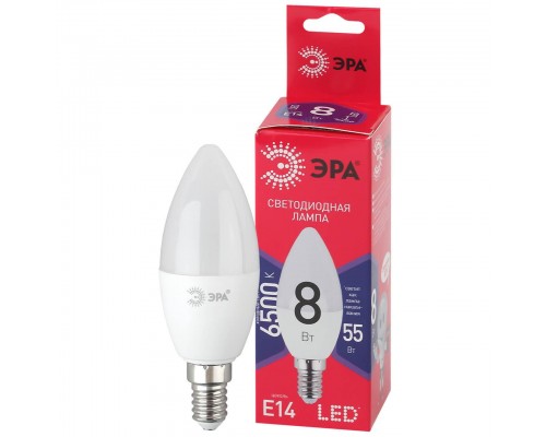 Лампа светодиодная ЭРА E14 8W 6500K матовая B35-8W-865-E14 R Б0045341