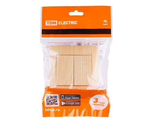 Выключатель двухклавишный TDM Electric Лама 10А 250V с подсветкой сосна SQ1815-0302 Выключатель двухклавишный TDM Electric Лама 10А 250V с подсветкой сосна SQ1815-0302