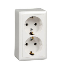 Розетка двойная 2К+З Systeme Electric Хит 16A 250V белая RA16-238I-B