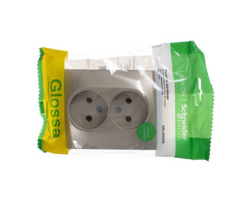Розетка двойная 2К Systeme Electric Glossa 16A 250V титан GSL000420 Розетка двойная 2К Systeme Electric Glossa 16A 250V титан GSL000420